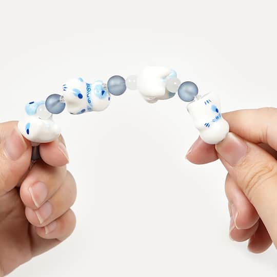 Jesse James Beads 15mm Blue & White Ceramic Cat Beads